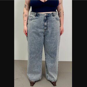 Fashion Brand Company Wide-Leg Acid Wash Jeans- Sample #127